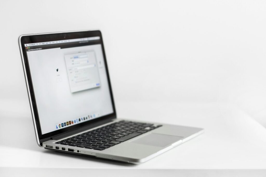 Desktop workspace illustrating a software review